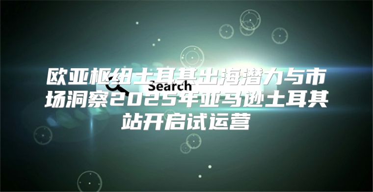 欧亚枢纽土耳其出海潜力与市场洞察2025年亚马逊土耳其站开启试运营