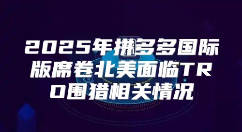 2025年拼多多国际版席卷北美面临TRO围猎相关情况