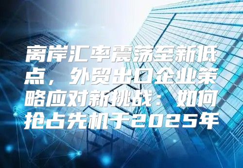离岸汇率震荡至新低点，外贸出口企业策略应对新挑战：如何抢占先机于2025年