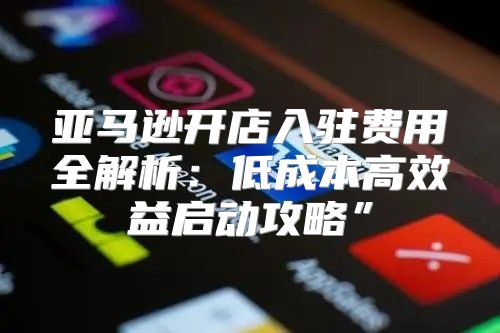亚马逊开店入驻费用全解析：低成本高效益启动攻略”