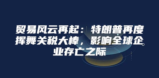 贸易风云再起：特朗普再度挥舞关税大棒，影响全球企业存亡之际