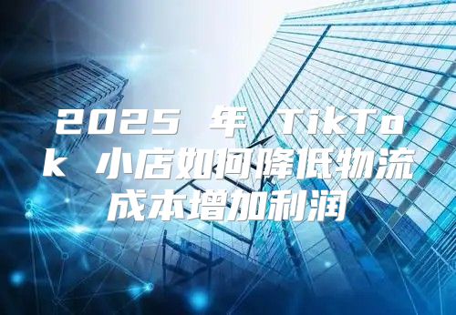 2025 年 TikTok 小店如何降低物流成本增加利润