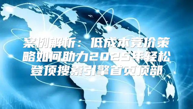 案例解析：低成本竞价策略如何助力2025年轻松登顶搜索引擎首页顶部