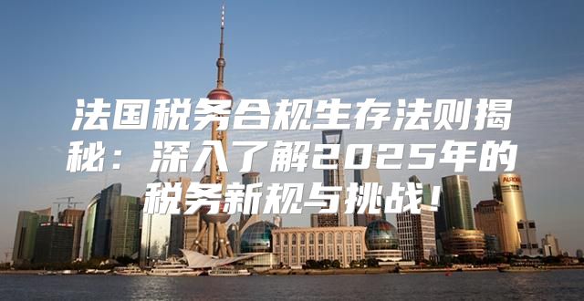 法国税务合规生存法则揭秘：深入了解2025年的税务新规与挑战！