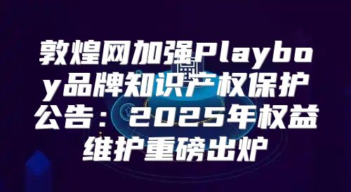 敦煌网加强Playboy品牌知识产权保护公告：2025年权益维护重磅出炉