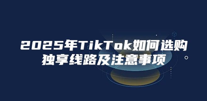 2025年TikTok如何选购独享线路及注意事项