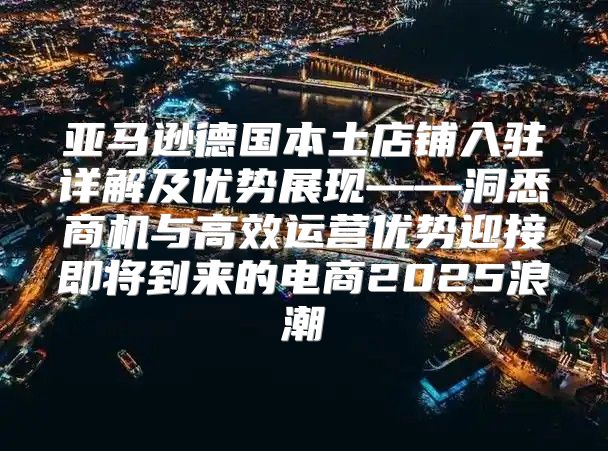 亚马逊德国本土店铺入驻详解及优势展现——洞悉商机与高效运营优势迎接即将到来的电商2025浪潮