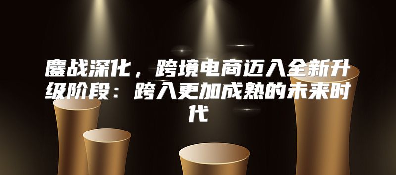 鏖战深化，跨境电商迈入全新升级阶段：跨入更加成熟的未来时代