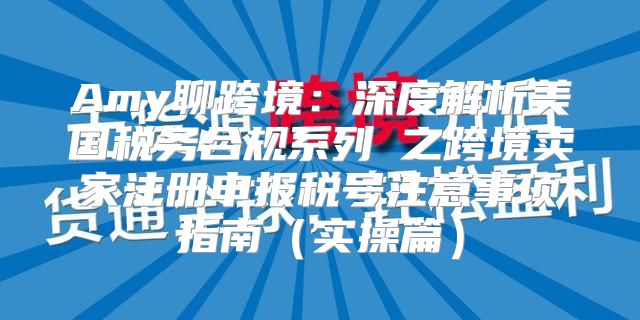 Amy聊跨境：深度解析美国税务合规系列②之跨境卖家注册申报税号注意事项指南实操篇