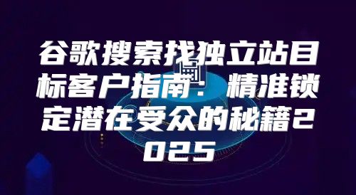 谷歌搜索找独立站目标客户指南：精准锁定潜在受众的秘籍2025