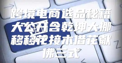 跨境电商选品秘籍大公开含乾坤大挪移移花接木借花献佛三式
