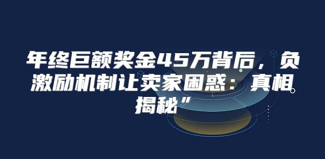 年终巨额奖金45万背后，负激励机制让卖家困惑：真相揭秘”