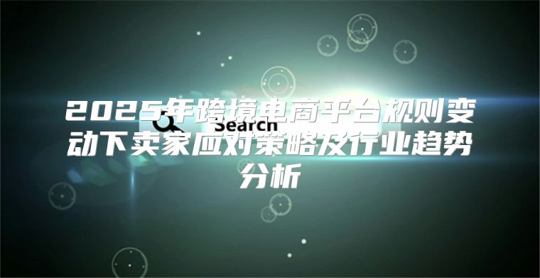 2025年跨境电商平台规则变动下卖家应对策略及行业趋势分析