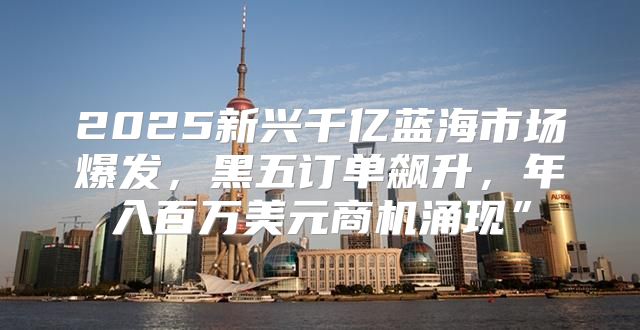 2025新兴千亿蓝海市场爆发，黑五订单飙升，年入百万美元商机涌现”