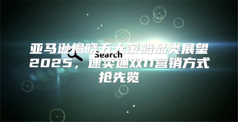 亚马逊揭晓五大策略品类展望2025，速卖通双11营销方式抢先览