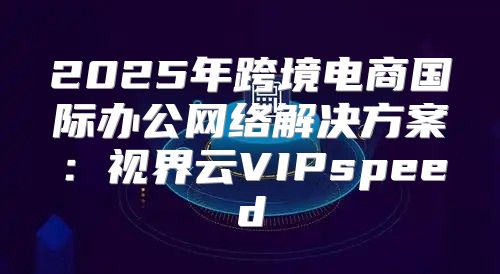 2025年跨境电商国际办公网络解决方案：视界云VIPspeed
