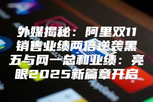外媒揭秘：阿里双11销售业绩两倍逆袭黑五与网一总和业绩：亮眼2025新篇章开启
