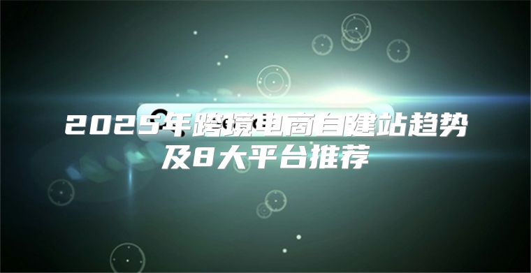 2025年跨境电商自建站趋势及8大平台推荐