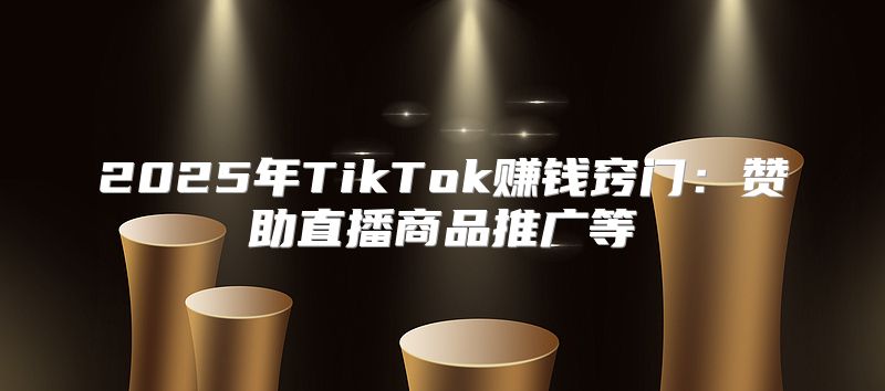 2025年TikTok赚钱窍门：赞助直播商品推广等