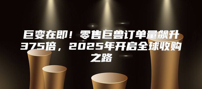 巨变在即！零售巨兽订单量飙升375倍，2025年开启全球收购之路