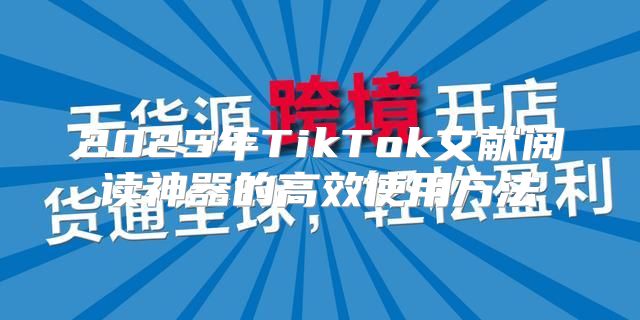 2025年TikTok文献阅读神器的高效使用方法
