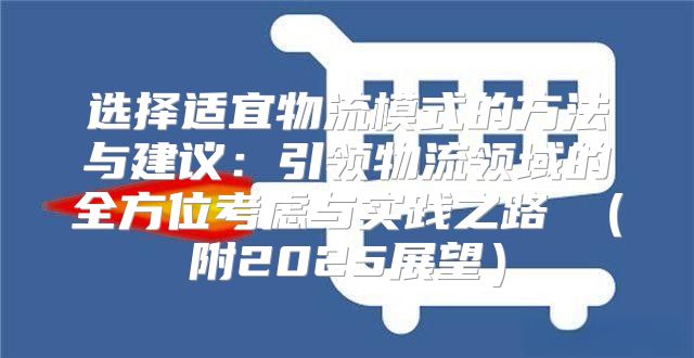 选择适宜物流模式的方法与建议：引领物流领域的全方位考虑与实践之路 附2025展望