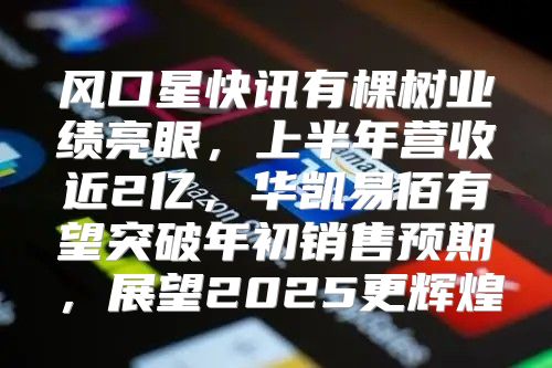 风口星快讯有棵树业绩亮眼，上半年营收近2亿，华凯易佰有望突破年初销售预期，展望2025更辉煌