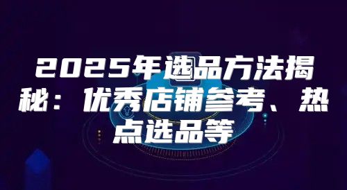 2025年选品方法揭秘：优秀店铺参考、热点选品等
