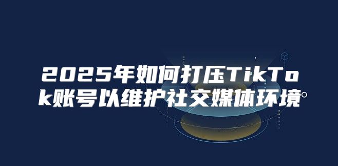 2025年如何打压TikTok账号以维护社交媒体环境