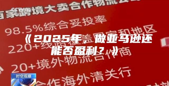 2025年，做亚马逊还能否盈利？