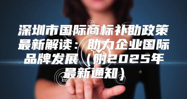 深圳市国际商标补助政策最新解读：助力企业国际品牌发展附2025年最新通知