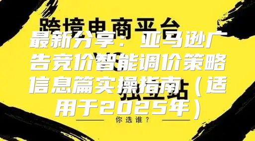 最新分享：亚马逊广告竞价智能调价策略信息篇实操指南适用于2025年