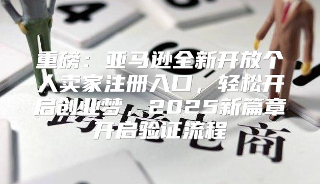 重磅：亚马逊全新开放个人卖家注册入口，轻松开启创业梦，2025新篇章开启验证流程