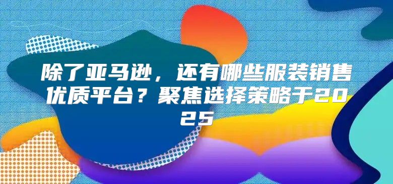 除了亚马逊，还有哪些服装销售优质平台？聚焦选择策略于2025
