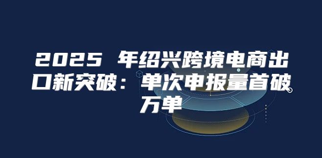 2025 年绍兴跨境电商出口新突破：单次申报量首破万单