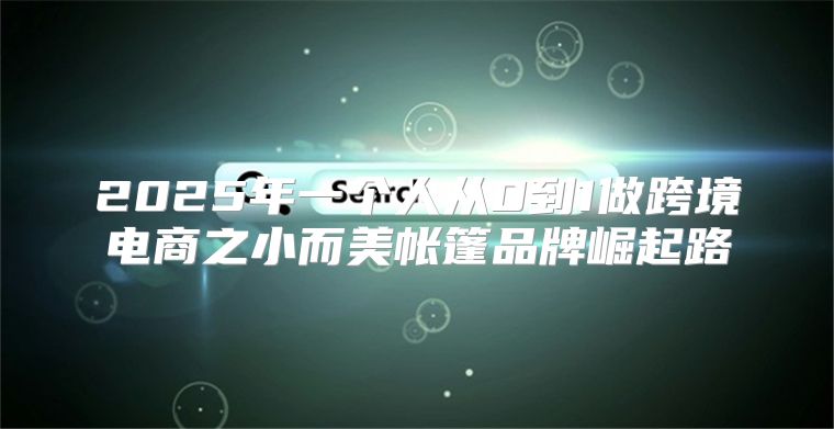 2025年一个人从0到1做跨境电商之小而美帐篷品牌崛起路