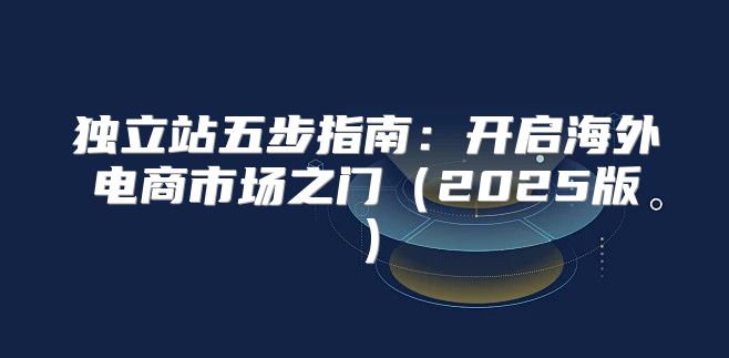 独立站五步指南：开启海外电商市场之门2025版