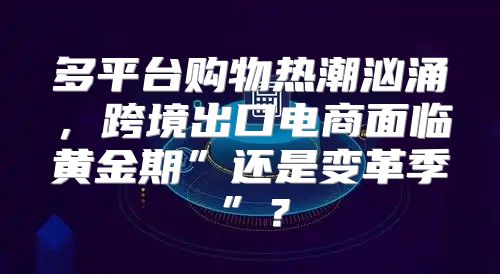 多平台购物热潮汹涌，跨境出口电商面临黄金期”还是变革季”？