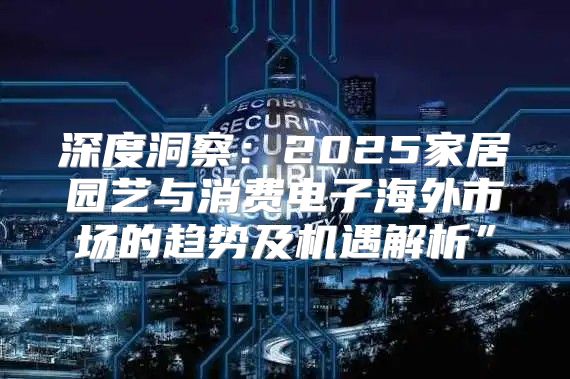 深度洞察：2025家居园艺与消费电子海外市场的趋势及机遇解析”
