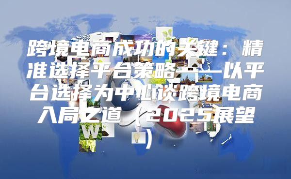 跨境电商成功的关键：精准选择平台策略——以平台选择为中心谈跨境电商入局之道2025展望