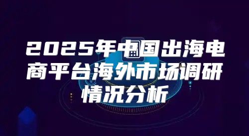 2025年中国出海电商平台海外市场调研情况分析