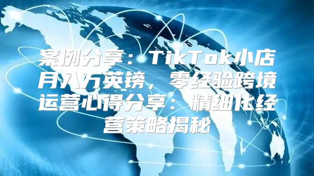案例分享：TikTok小店月入万英镑，零经验跨境运营心得分享：精细化经营策略揭秘