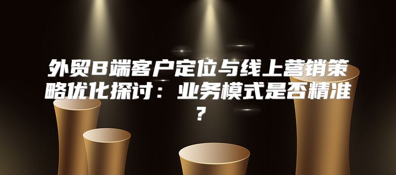 外贸B端客户定位与线上营销策略优化探讨：业务模式是否精准？