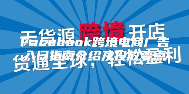 Facebook跨境电商广告入门指南介绍及投放要点