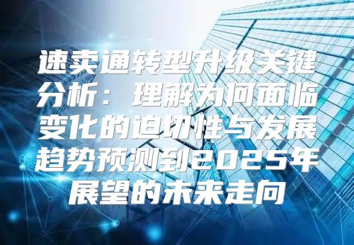 速卖通转型升级关键分析：理解为何面临变化的迫切性与发展趋势预测到2025年展望的未来走向