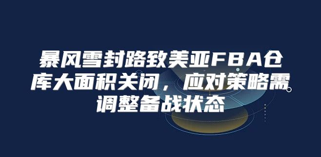 暴风雪封路致美亚FBA仓库大面积关闭，应对策略需调整备战状态