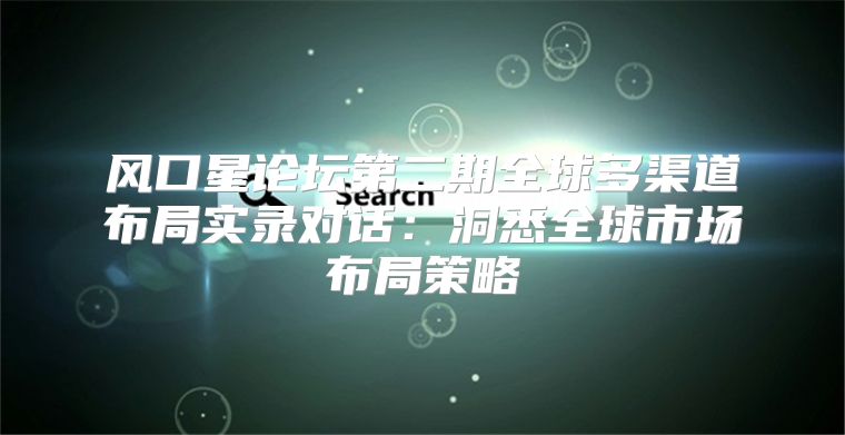 风口星论坛第二期全球多渠道布局实录对话：洞悉全球市场布局策略