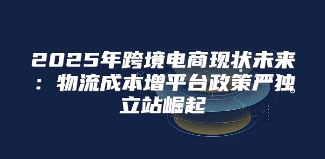 2025年跨境电商现状未来：物流成本增平台政策严独立站崛起