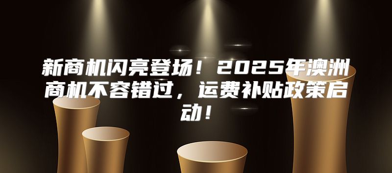 新商机闪亮登场！2025年澳洲商机不容错过，运费补贴政策启动！