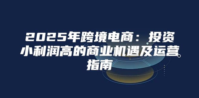 2025年跨境电商：投资小利润高的商业机遇及运营指南